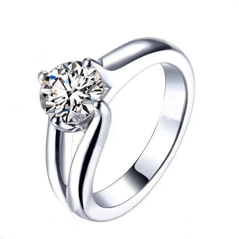 White Gold Plated 925 Silver Moissanite Engagement Ring 1ct