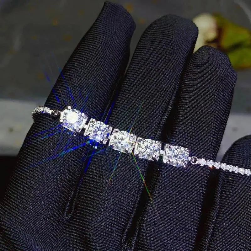 White Gold Plated Silver Moissanite Bracelet Women 2.5ctw