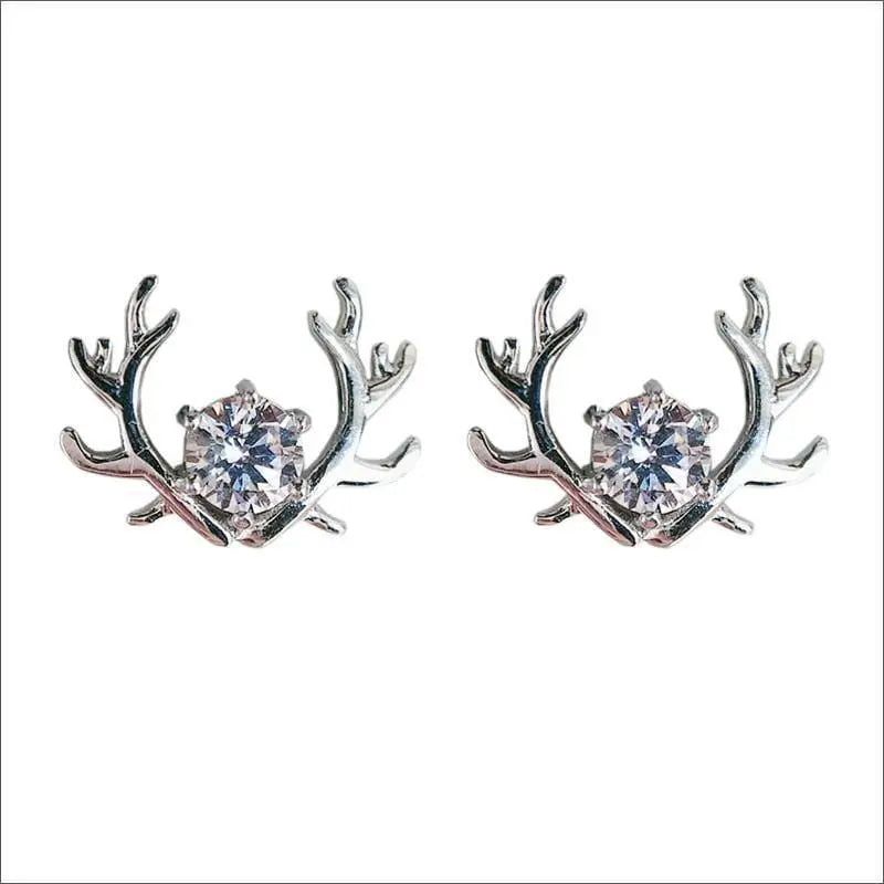 White Gold Plated Silver Deer Moissanite Stud Earrings 1ctw