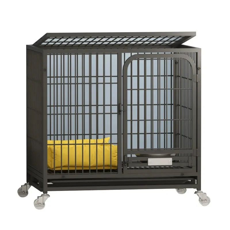 Luxury Collapsible Pet Metal Cage Durable Thick Square Tube Dog Cage Large Space Pet Kennel With Feeding Grate