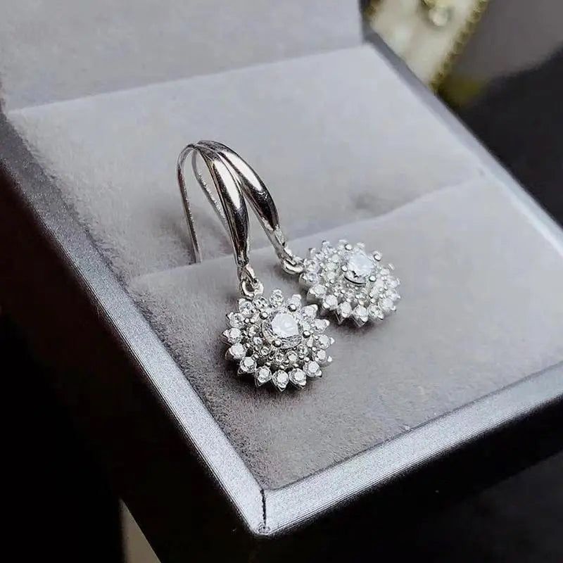 White Gold Plated Double Halo Stud Moissanite Earrings 1.5ctw