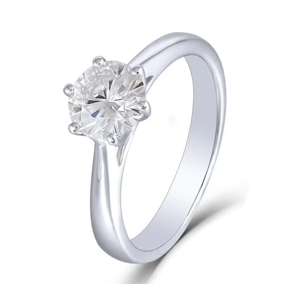 Solitaire Moissanite 14k White Gold Ring 1ct