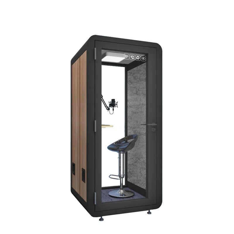 New Style Wood Grain Indoor Movable Noise Insulation 40dB Silence Room Modern Telephone Booth Soundproof Phone Booths