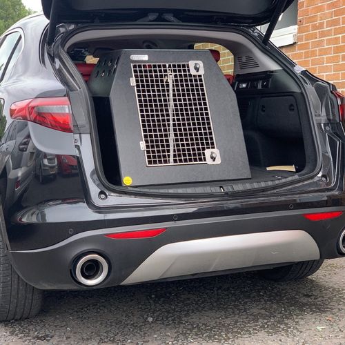 Heavy duty, indoor & outdoor, stainless steel, commercial grade dog kennels Alfa Romeo Stelvio | 2017- Present | Dog Travel Crate | The DT 4