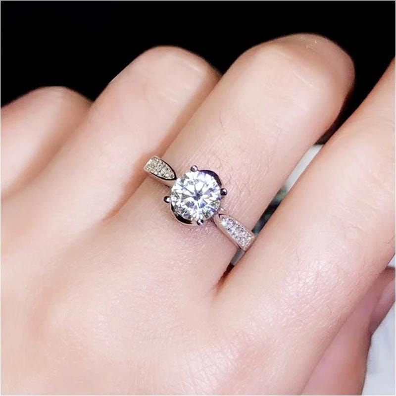 White Gold Plated Silver Moissanite Ring for Sale 1ct