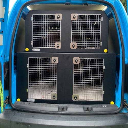 Commercial Dog Kennel Manufacturers Dog Van Kit | VW Caddy | 2013-Present | Double stack | DT VS1