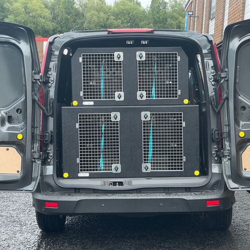 Premium commercial grade dog kennelsDog Van Kit | Ford Transit Connect | 2014-Present | Double stack | DT VS1