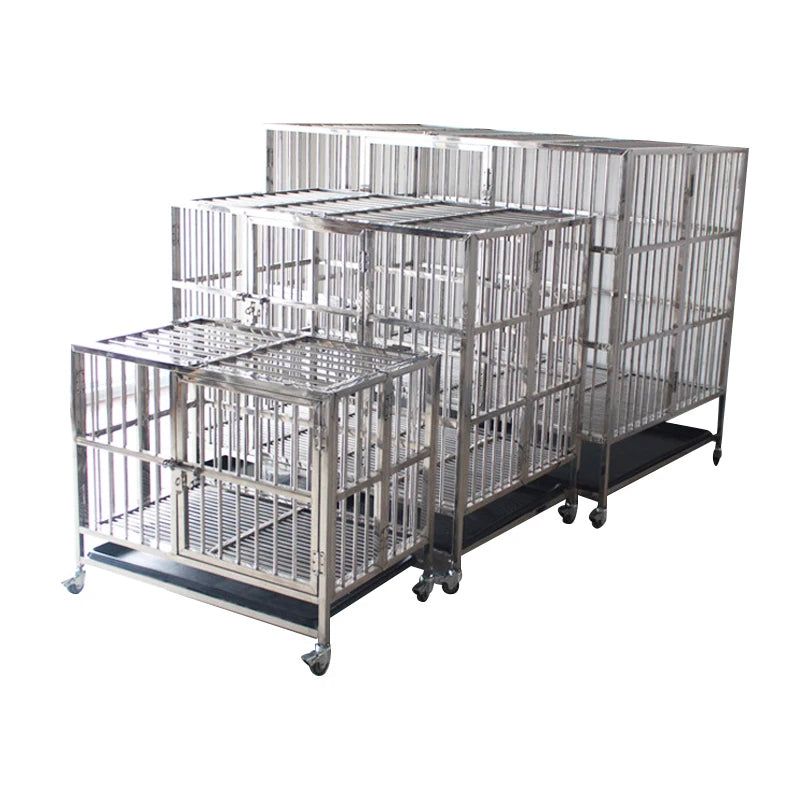 Dog Kennels Cages Collapsible Adult Sale Big Dogs Outdoor Strong Stainless Steel Enclosed Metal Wire Folding Crate Cage Pet