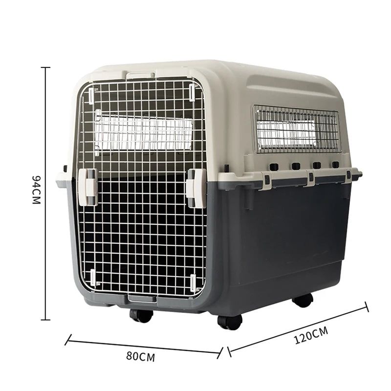 BS C011 Portable cat carrier airline approved large plastic pet dog cat kennel crate with wheel