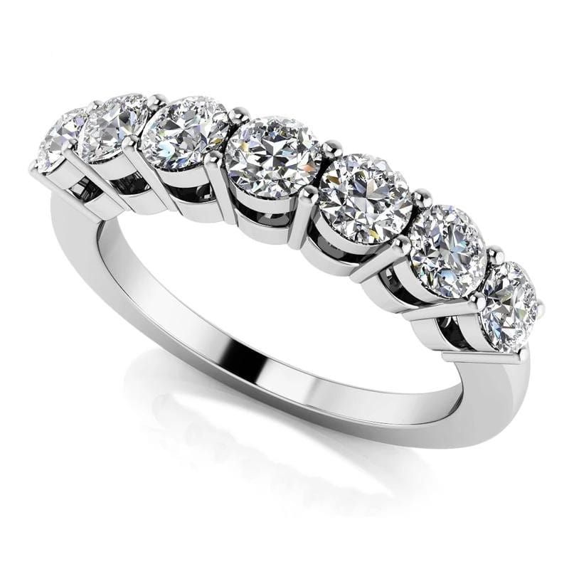 White Gold Plated Silver 7 Stone Moissanite Ladies Anniversary Ring 0.77ct