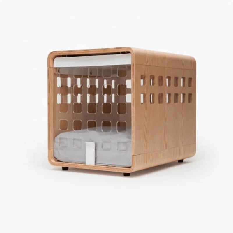 Best selling modern customized stylish clear acrylic heavy duty fold up inside house kennel dog wood crate for small animals