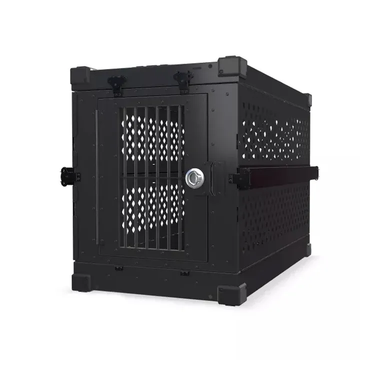 Dog Cage Factory  Heavy Duty Fully Collapsible Powder-Coated Aluminum Dog Crate