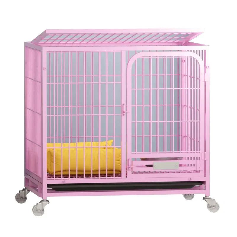 High Quality Dog Kennels Pet Cages Folding Durable Small Medium Large Size Dog Metal Cage Crate with Wheels Wholesale