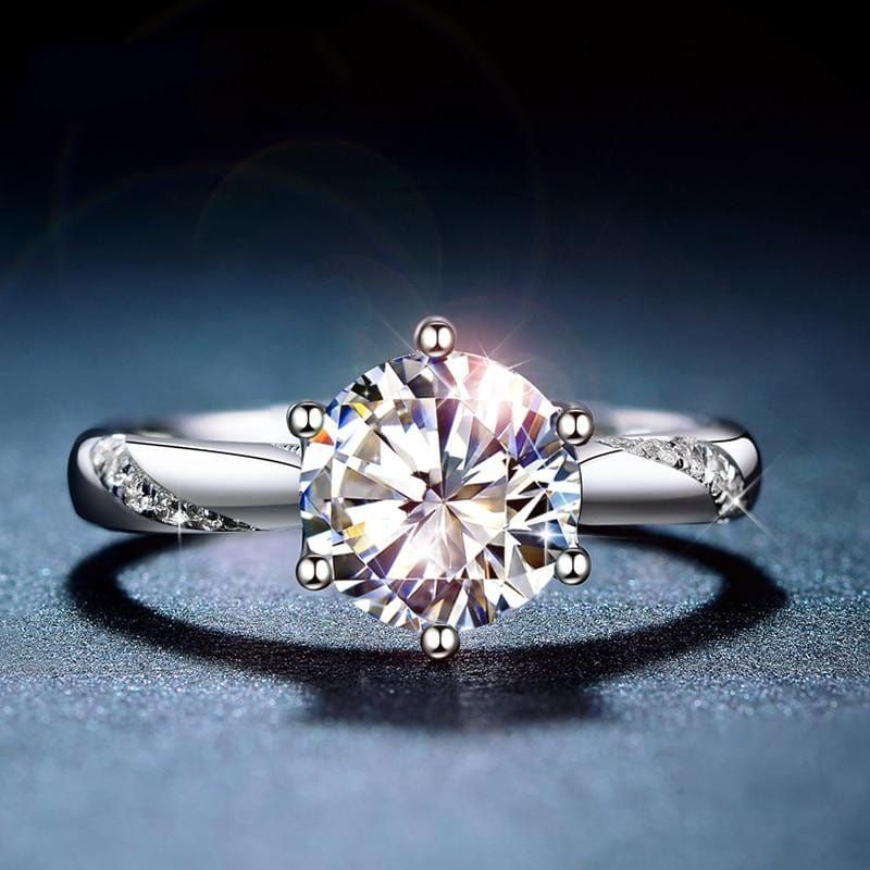 Solitaire Moissanite Engagement Ring, 1ct - 3ct Options