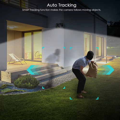 Câmara de 8 MP, áudio bidirecional, seguimento automático por IA, Wi-Fi sem fios externo, monitor de casa inteligente Xmeye, nuvem de casa inteligente interna