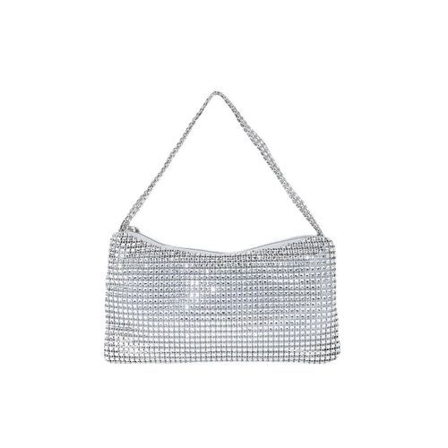 Nova bolsa de ombro pequena com imitação de malha europeia e americana, com strass e axila brilhante, cravejada de diamantes, moderna, de nicho, para noite