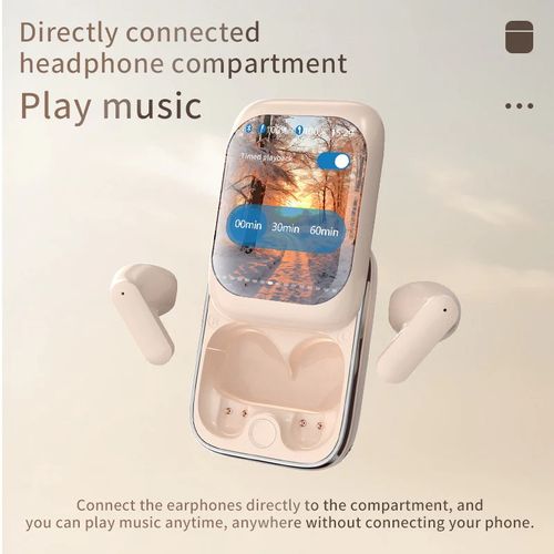 Full Color Touchscreen Slider TWS Wireless Bluetooth Headset Noise Canceling LCD screen Ultra-long Playtime