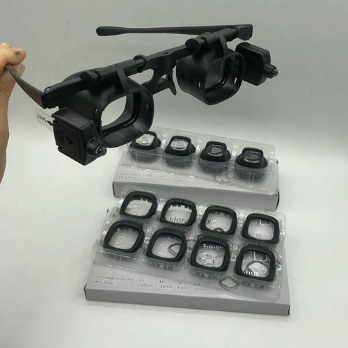 LED Glasses Magnifier 2X 4X 6X 10X 18X 24X 6 Interchangeable Lens Loupe Glasses Double Eye Jeweler Watches Repair Changable Lens