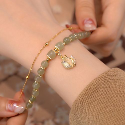 Hetian Jade Gold Leaf Bracelet