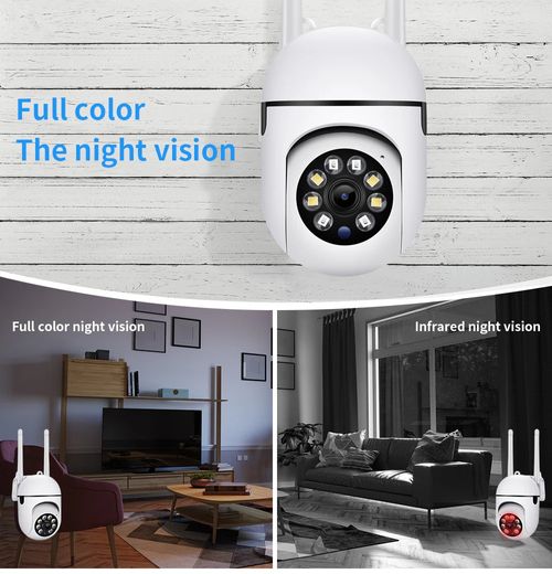 HD 1080P Mini Full Color Night Vision Wifi IP Camera Wireless Camera Full Color Night Vision Two Way Audio Motion Detection PTZ Dual Antenna Camera