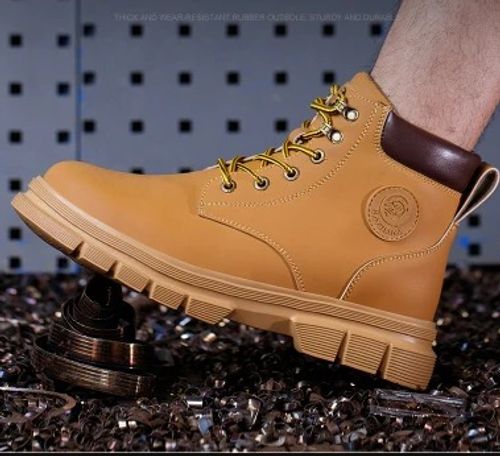 Leather Safety Shoes Work Shoes Steel Toe Men Puncture-protective Work Boots Anti-smash Protect Boots Indestructible Safety Lightweight