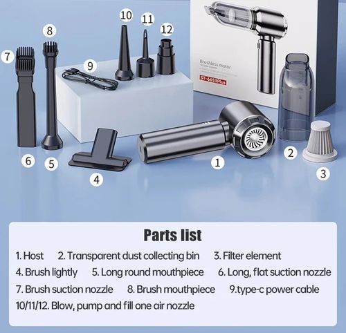 New Upgraded 120W 16000Pa 4 in1 Cordless Handheld Vacuum Cleaner Blower Vacuum Compressor Inflator Vacuum Cleaner Blower