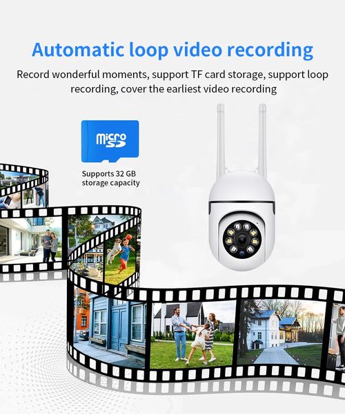 HD 1080P Mini Full Color Night Vision Wifi IP Camera Wireless Camera Full Color Night Vision Two Way Audio Motion Detection PTZ Dual Antenna Camera