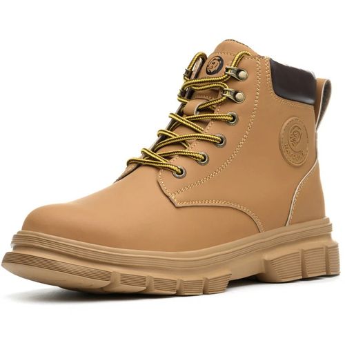 Leather Safety Shoes Work Shoes Steel Toe Men Puncture-protective Work Boots Anti-smash Protect Boots Indestructible Safety Lightweight