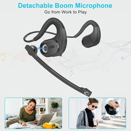 Wireless Bluetooth Headsets with Microphone Wear it for a day without hurting your ears Detachable Mute Button Open Ear Trucker Headphones