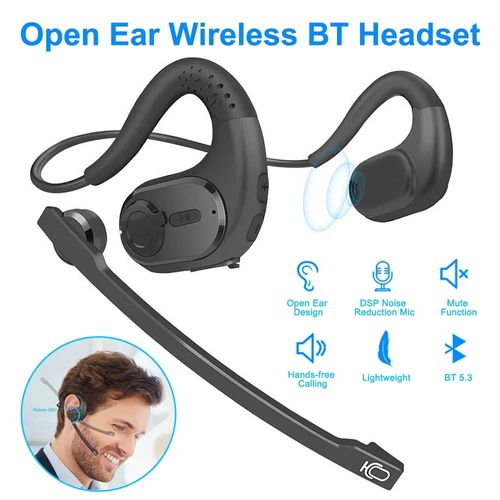 Wireless Bluetooth Headsets with Microphone Wear it for a day without hurting your ears Detachable Mute Button Open Ear Trucker Headphones