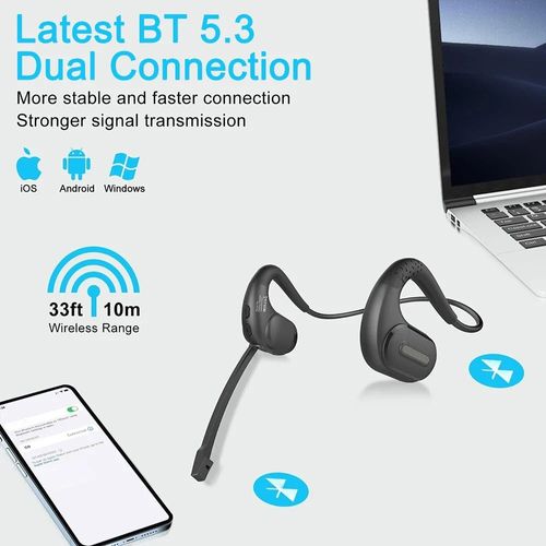 Wireless Bluetooth Headsets with Microphone Wear it for a day without hurting your ears Detachable Mute Button Open Ear Trucker Headphones