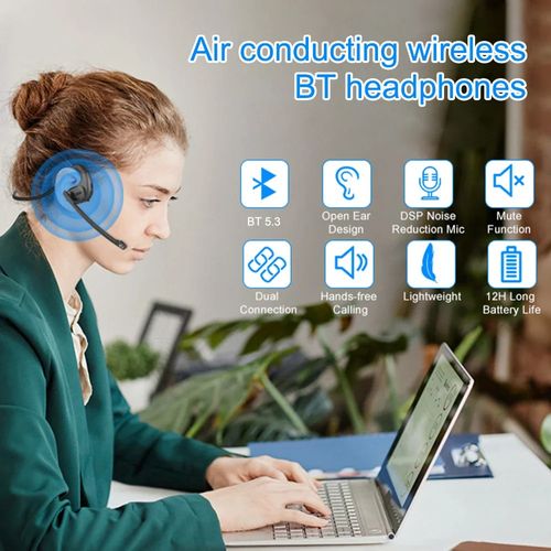 Wireless Bluetooth Headsets with Microphone Wear it for a day without hurting your ears Detachable Mute Button Open Ear Trucker Headphones