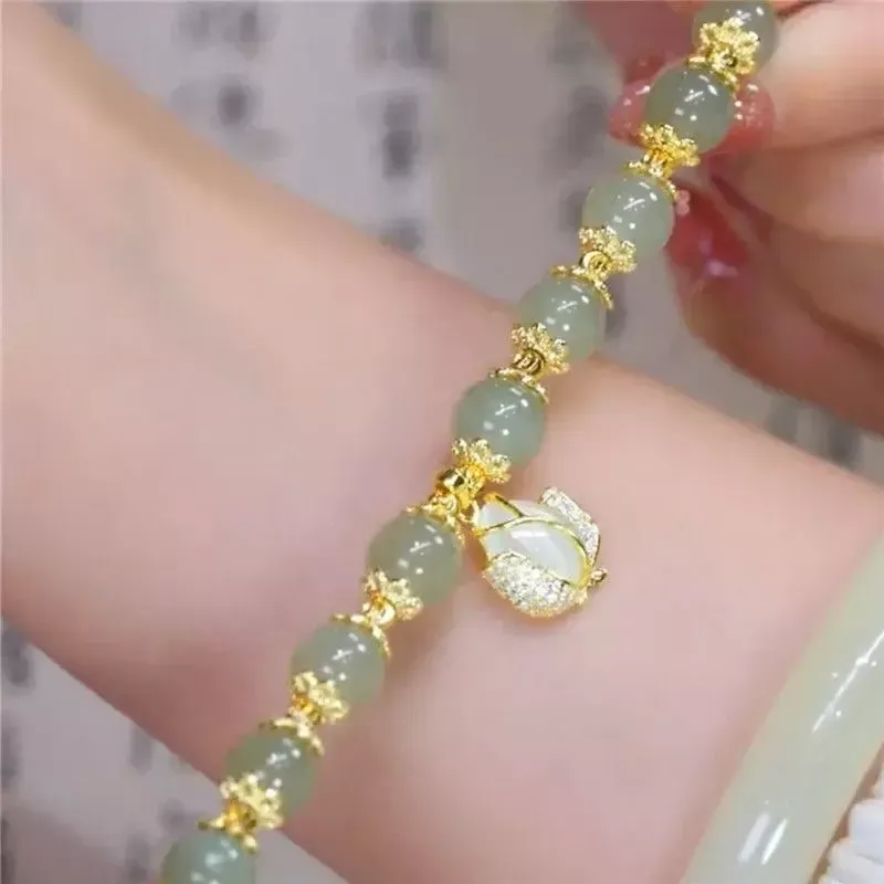 Hetian Jade Gold Leaf Bracelet