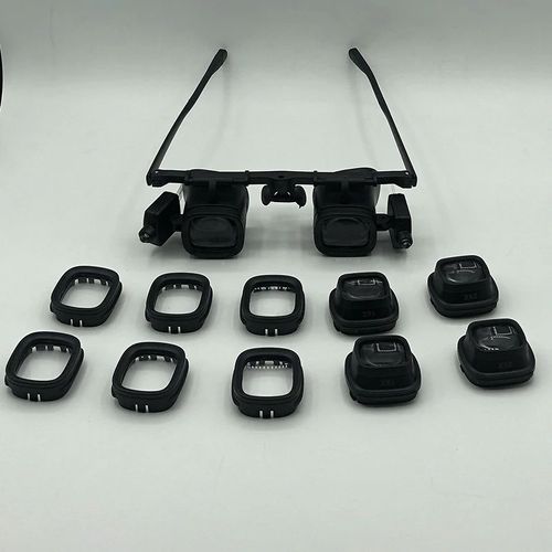 LED Glasses Magnifier 2X 4X 6X 10X 18X 24X 6 Interchangeable Lens Loupe Glasses Double Eye Jeweler Watches Repair Changable Lens