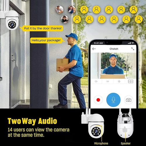 HD 1080P Mini Full Color Night Vision Wifi IP Camera Wireless Camera Full Color Night Vision Two Way Audio Motion Detection PTZ Dual Antenna Camera
