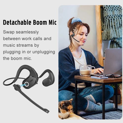 Wireless Bluetooth Headsets with Microphone Wear it for a day without hurting your ears Detachable Mute Button Open Ear Trucker Headphones