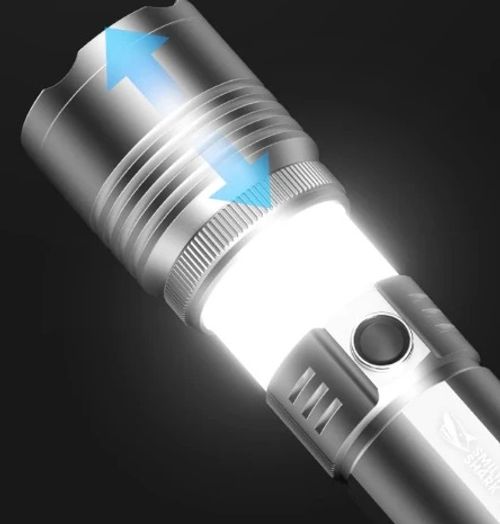 150000lumens M77 Laser Light Zoom Alloy Flashlight Built-in 6000mAh 26650 Rechargeable Battery With 360 Ring Sidelights Long Range