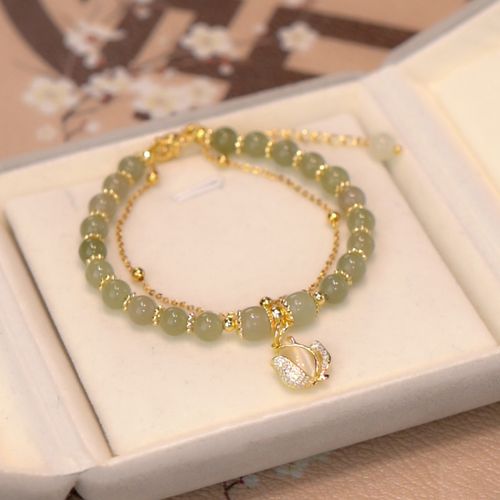 Hetian Jade Gold Leaf Bracelet