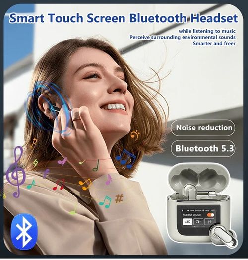 World-First Full Color Touch Screen TWS New Smart Touch Screen Display Noise-canceling Bluetooth Headphones