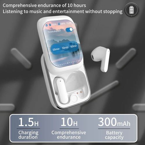 Full Color Touchscreen Slider TWS Wireless Bluetooth Headset Noise Canceling LCD screen Ultra-long Playtime