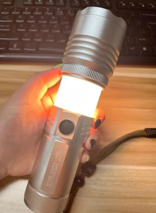 150000lumens M77 Laser Light Zoom Alloy Flashlight Built-in 6000mAh 26650 Rechargeable Battery With 360 Ring Sidelights Long Range