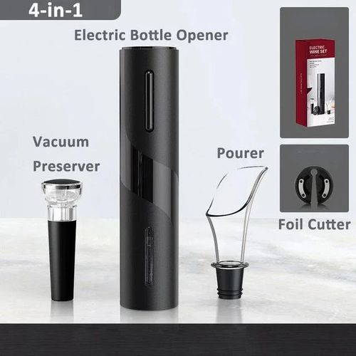 4 in 1 Electric Automatic Wine Opener Set Automatic Corkscrew Wine Openers for Beer Battery Bottle Opener Foil Cutter Kitchen Bar Can Opener