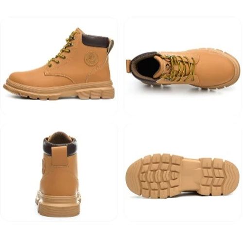 Leather Safety Shoes Work Shoes Steel Toe Men Puncture-protective Work Boots Anti-smash Protect Boots Indestructible Safety Lightweight
