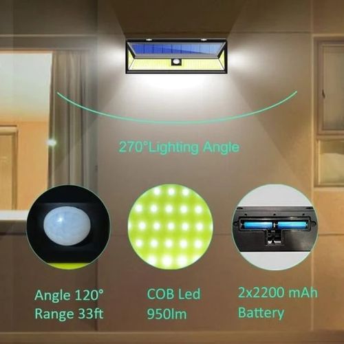 180 LED 4400mAh 1000LM COB Light Source Waterproof Solar Light Power Motion Sensor Garden Outdoor Wall Light