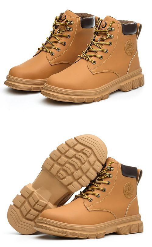 Leather Safety Shoes Work Shoes Steel Toe Men Puncture-protective Work Boots Anti-smash Protect Boots Indestructible Safety Lightweight