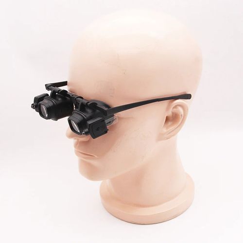 LED Glasses Magnifier 2X 4X 6X 10X 18X 24X 6 Interchangeable Lens Loupe Glasses Double Eye Jeweler Watches Repair Changable Lens