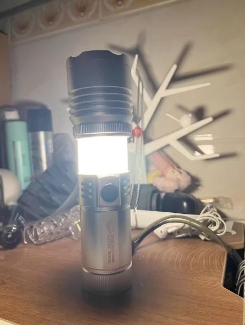 150000lumens M77 Laser Light Zoom Alloy Flashlight Built-in 6000mAh 26650 Rechargeable Battery With 360 Ring Sidelights Long Range