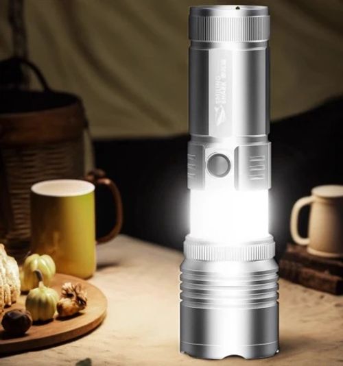150000lumens M77 Laser Light Zoom Alloy Flashlight Built-in 6000mAh 26650 Rechargeable Battery With 360 Ring Sidelights Long Range