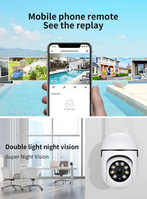 HD 1080P Mini Full Color Night Vision Wifi IP Camera Wireless Camera Full Color Night Vision Two Way Audio Motion Detection PTZ Dual Antenna Camera