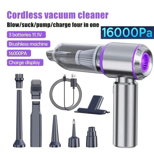 New Upgraded 120W 16000Pa 4 in1 Cordless Handheld Vacuum Cleaner Blower Vacuum Compressor Inflator Vacuum Cleaner Blower